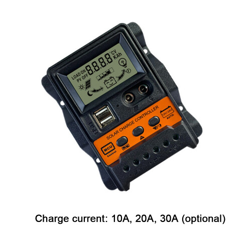 Dual-USB-Solarregler 12/24V LCD PWM 2