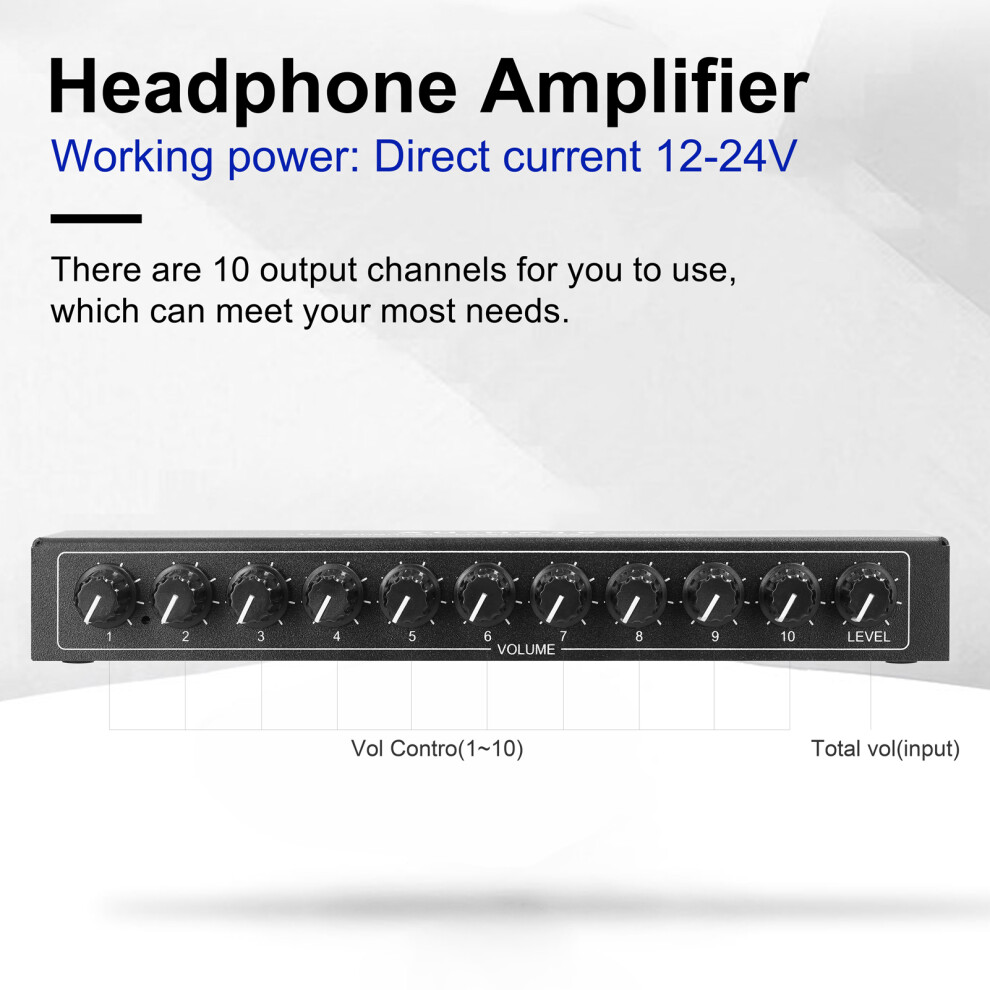 3.5Mm Headphone Amp 10-Way Output Multi-Channel Distributor 610830833152