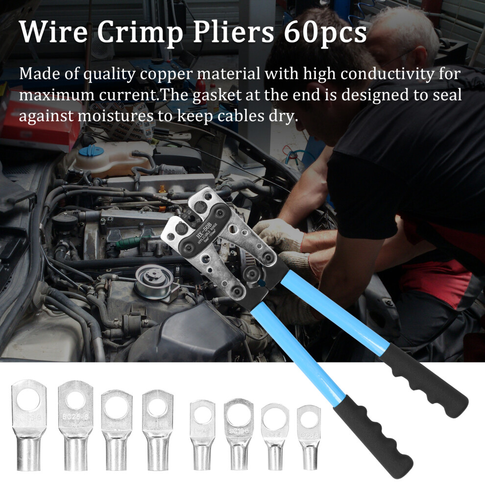 60Pcs Car Auto Copper Rings Terminal Set Wire Crimp Connectors 610830833503