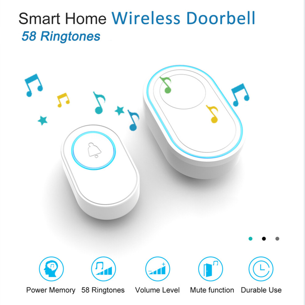 Wireless Doorbell Plug-In Chime 58 Melodies 5 Volume Mute Mode 610830830304