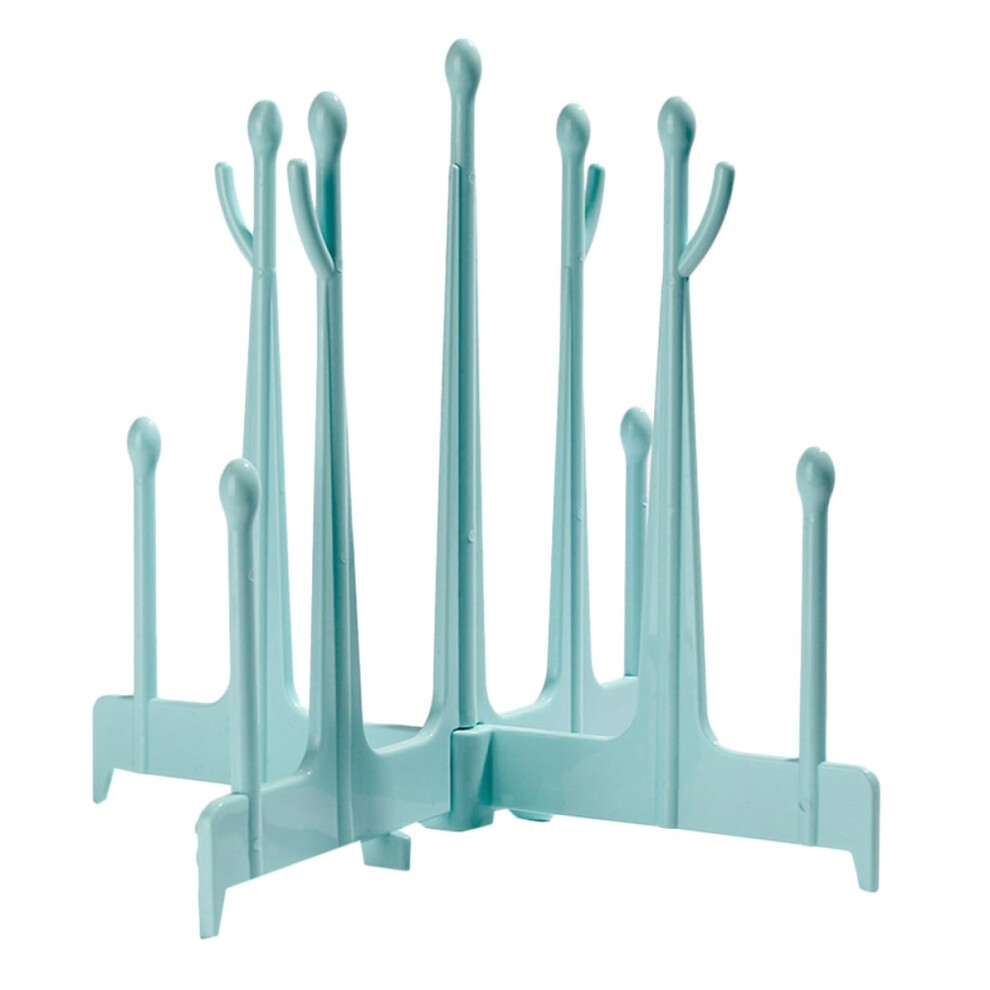 Baby Bottle Drying Rack Detachable Bottle Stand Foldable Portable Dustproof Storage Rack For Toddlers Sky Blue