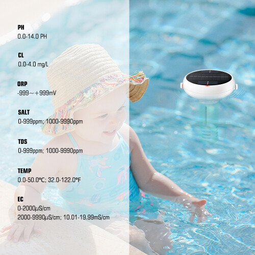 7-in-1 Pool-Wassertester Solar Chlor PH ORP EC TDS Temp 2