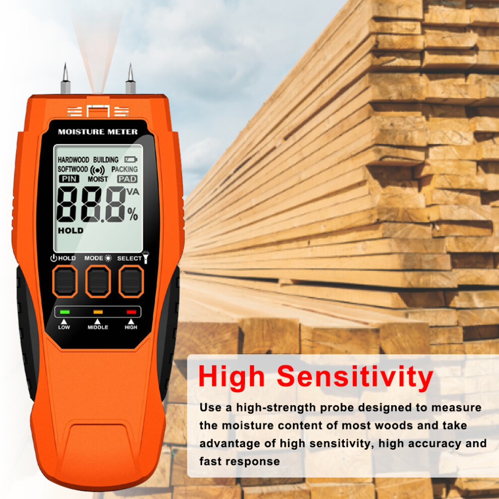 Digital Wood Moisture Meter Lcd Backlight Timber Humidity Detector 323163311494