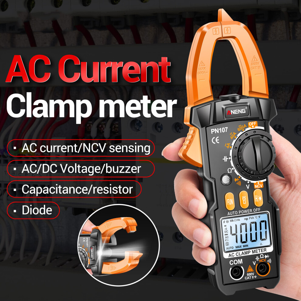 Aneng Pn107 Digital Clamp Meter Cat Ii 600V 4000 Counts Ac/Dc 323163311722