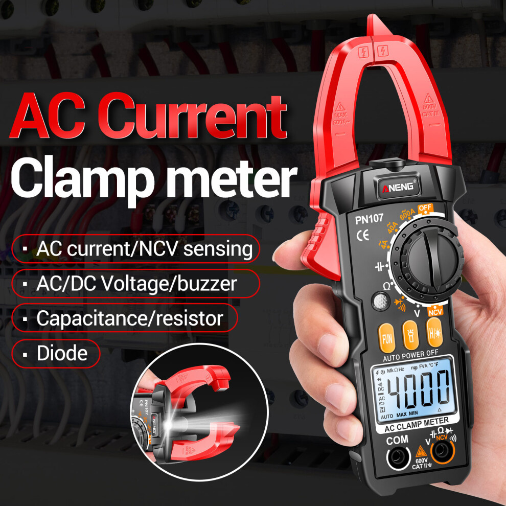 Aneng Pn107 Digital Clamp Meter Cat Ii 600V 4000 Counts Ac/Dc 323163311739