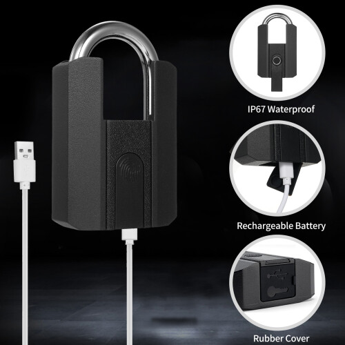 Heavy-Duty Smart Fingerprint Padlock APP Waterproof Rechargeable 1