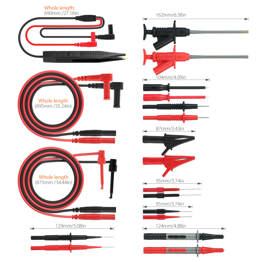 Mk30 21Pcs Electronic Test Lead Kit Multimeter Alligator Clips Probes 610830951450
