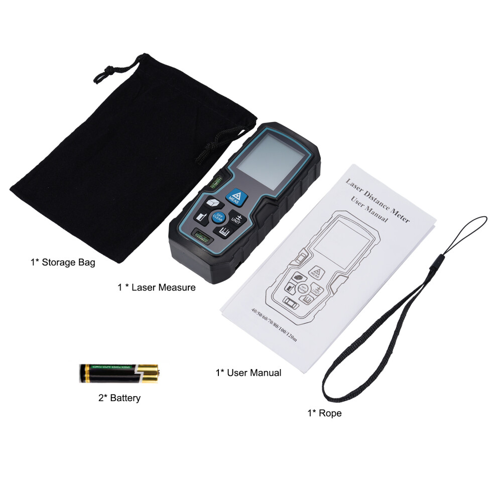 Handheld Laser Rangefinder Dual Level Bubble Infrared Lcd Distance 610830961169