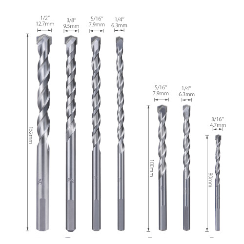 Meterk MK23 7PCS Cement Masonry Drill Bit Set Sandblasting 2