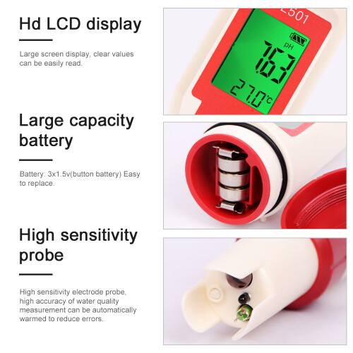 5in1 Wasserqualitäts-Teststift Chlor PH ORP H2O Temp 2