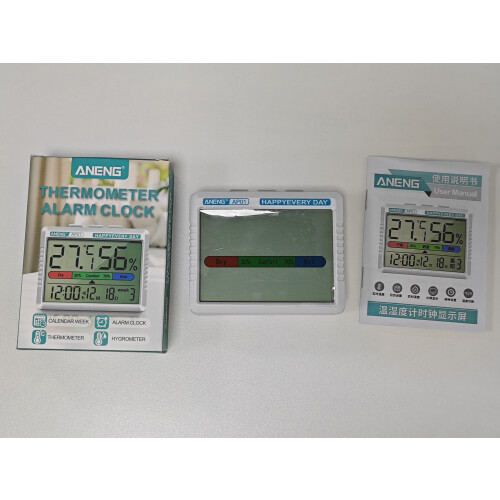 Wiederaufladbarer Thermohygrometer Wecker Licht 1