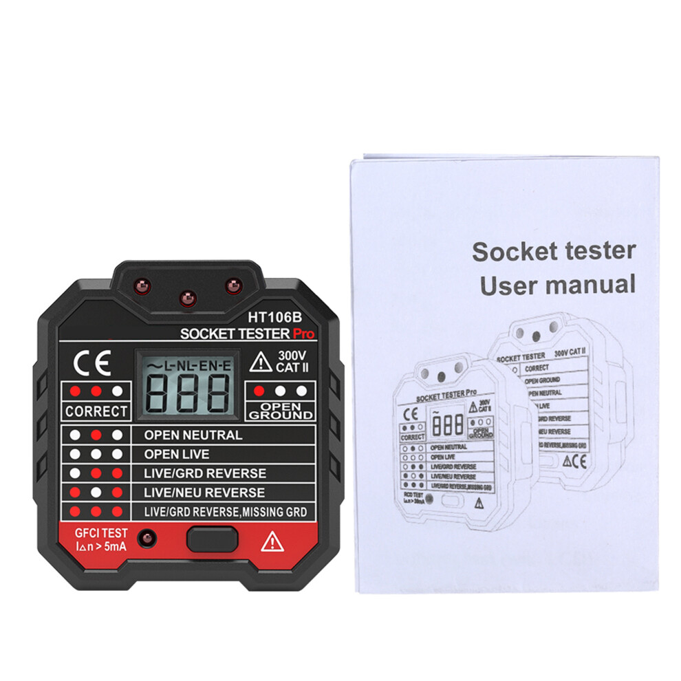Habotest Rcd Socket Tester Automatic Wire Polarity Lcd 610830949785