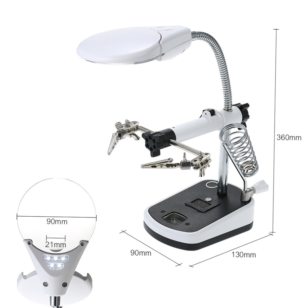 Led Magnifier 3.5X 10X Soldering Helping Hand With Alligator Clip 610830951030
