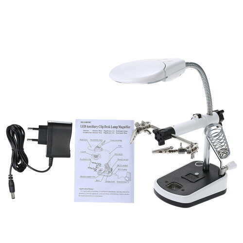 LED-Lupe 3,5X/10X Löthilfe mit Krokodilklemme 1