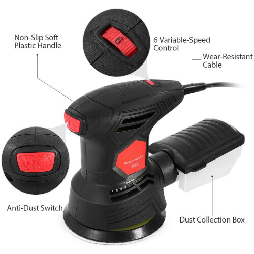 Meterk 300W Orbit-Schleifer mit Staubsammelbox EU 1