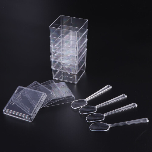 10 Juegos De 120 Ml Mini Vasos Para , Y Cucharas 2