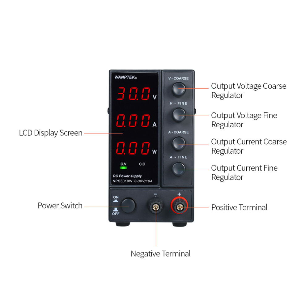 Wanptek Nps3010w 0-30V 0-10A Switching Dc Power Supply Dual Output 610830937768