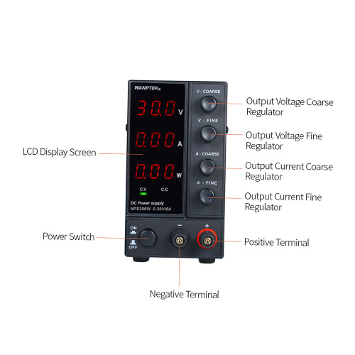 wanptek NPS306W Netzteil 0-30V 0-6A DC Dual Display 1