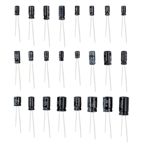 500pcs Electrolytic Capacitors Assortment Kit 24 Values 0.1UF-1000UF 1