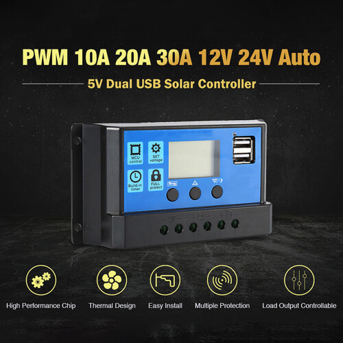 Solarregler 12V/24V Auto-Laderegler Dual-USB 1