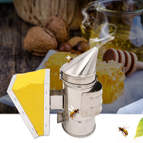 Edelstahl-Bienenschwader mit gelbem Balg