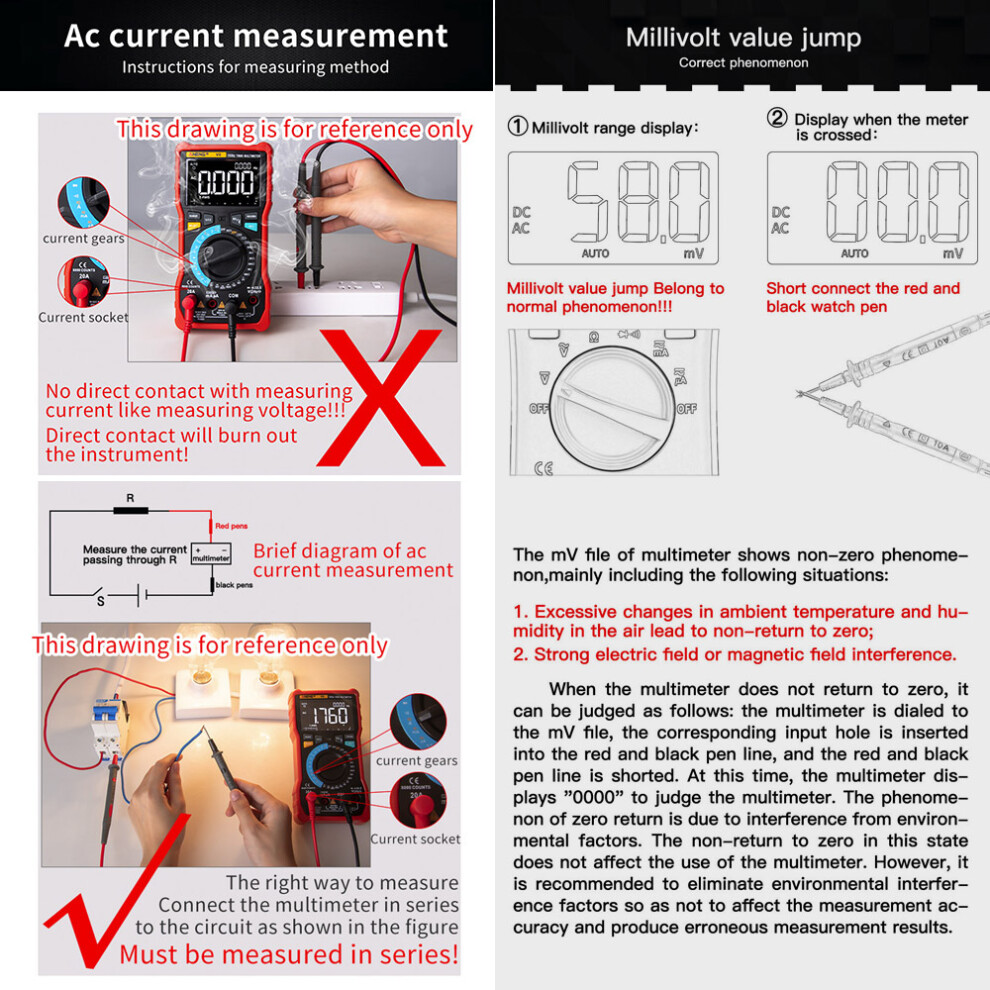 Aneng An113d Multimeter 6000 Counts True Rms Auto Ranging Lcd Temp 610830927288