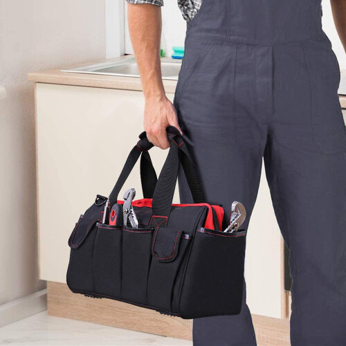 METERK 16-inch Tool Bag 7 Pockets Electrical Kit Adjustable Strap