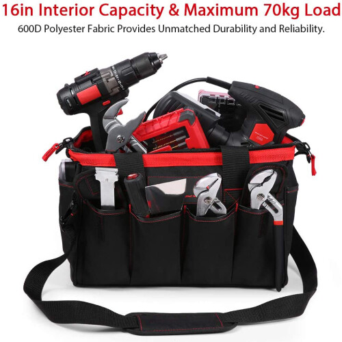 METERK 16-inch Tool Bag 7 Pockets Electrical Kit Adjustable Strap 2