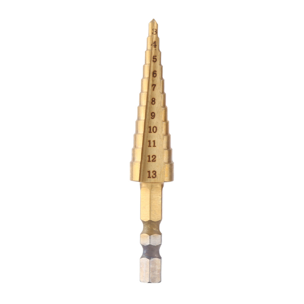 1Pc Hss Titanium Coated Step Drill Bit 3-13Mm Hex Shank 610830955939