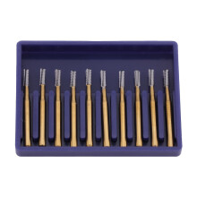 10pcs FG-1958 Tungsten Steel Dental Crown High Speed Cutting Burs Gold