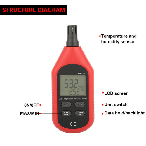 Uni T UT333 Mini-LCD-Digitalthermometer für Luftfeuchte 2
