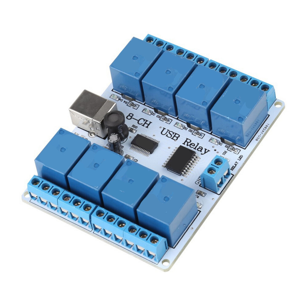 8-Channel 12Vdc Usb Relay Board For Automation 610830954802