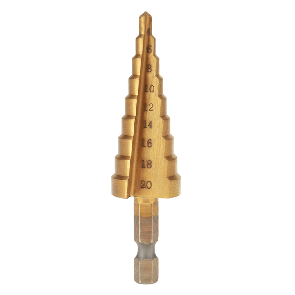 High Speed Steel Step Cone Drill Bit 4-20Mm Hex Shank 610830951702