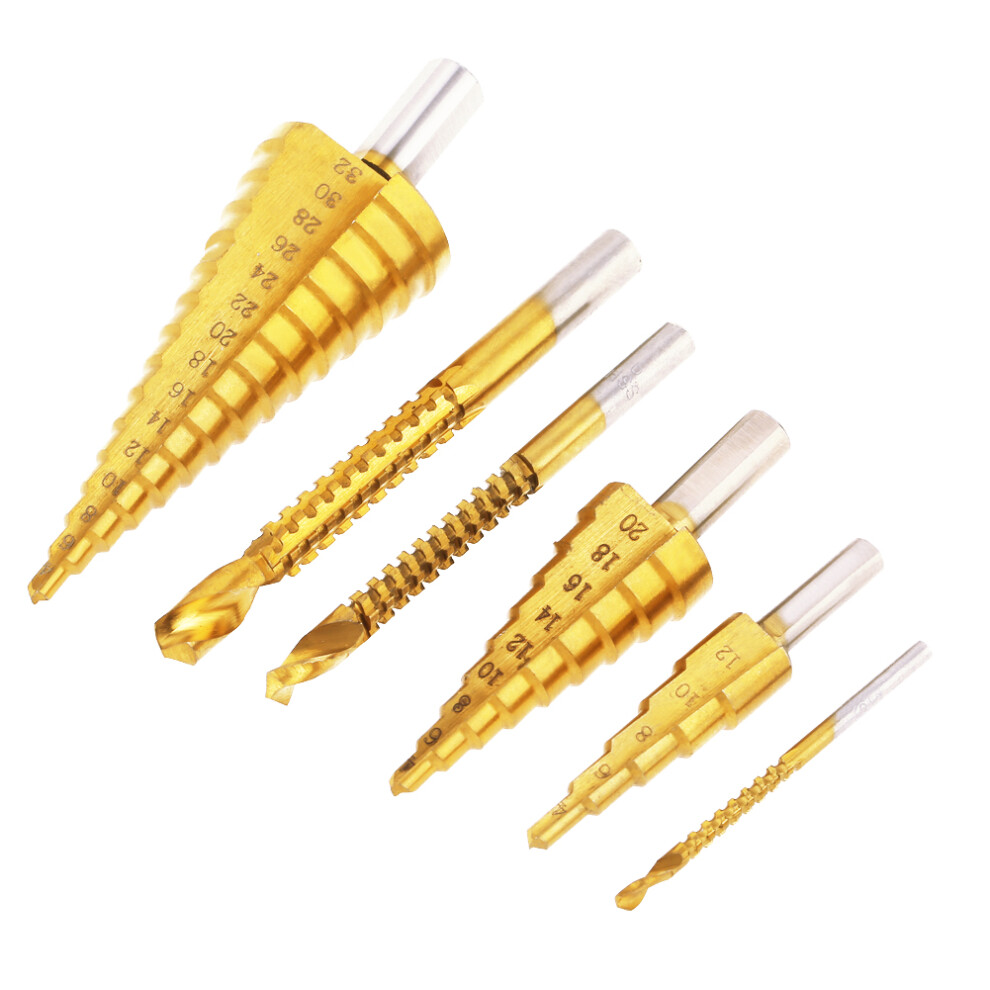 6pcs Titanium Coated HSS Step Drill Bit for Metal Wood-image-OPC-PMCKXMD-NEW