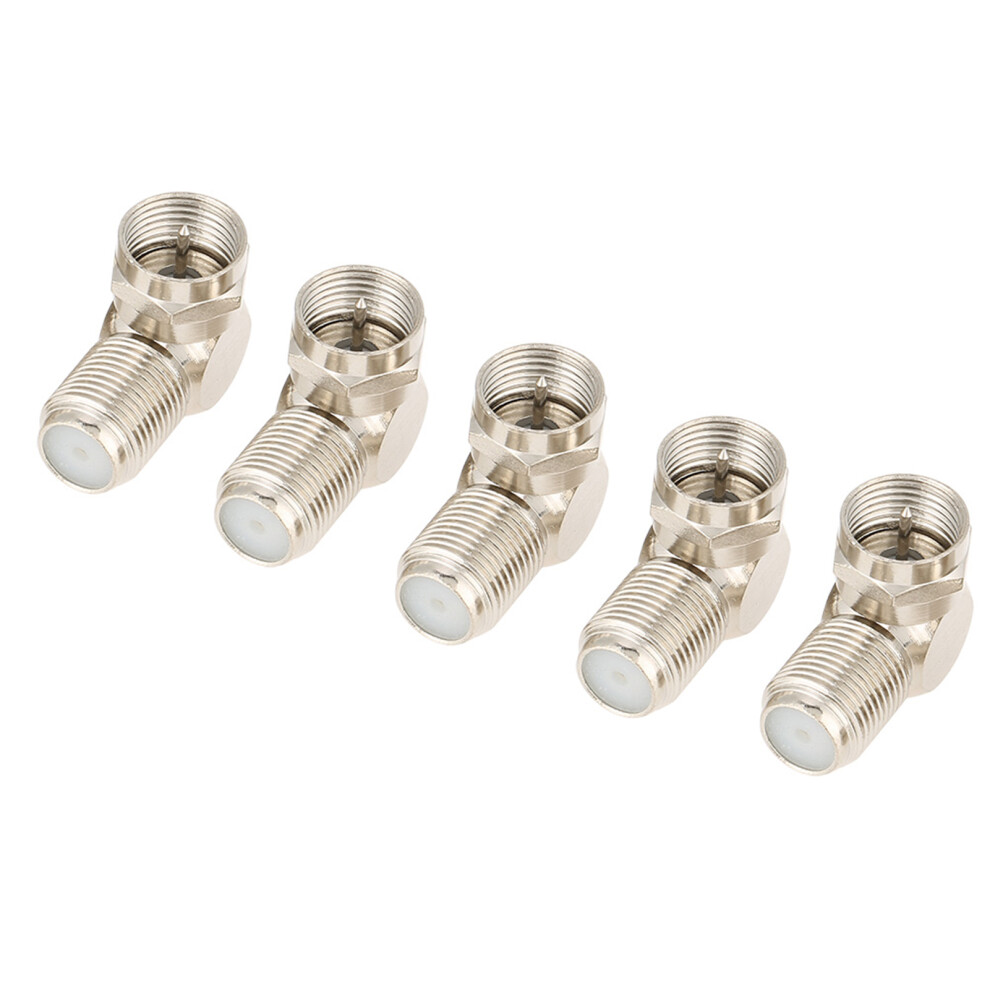 5Pcs Tv Antenna Male To F Female Right Angle Connector Set 610830952860