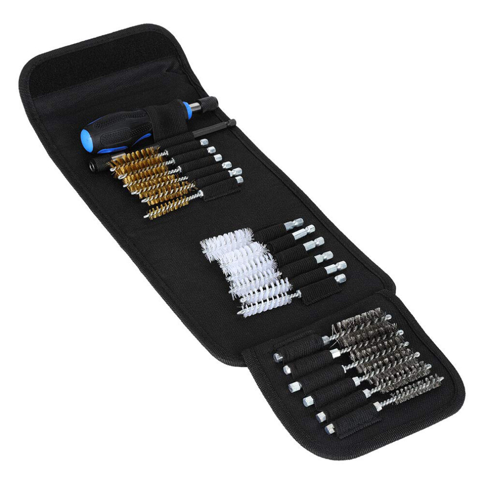 20Pcs Wire Brush Set 1/4" Hex Shank Stainless Steel Brass Nylon 610830951283