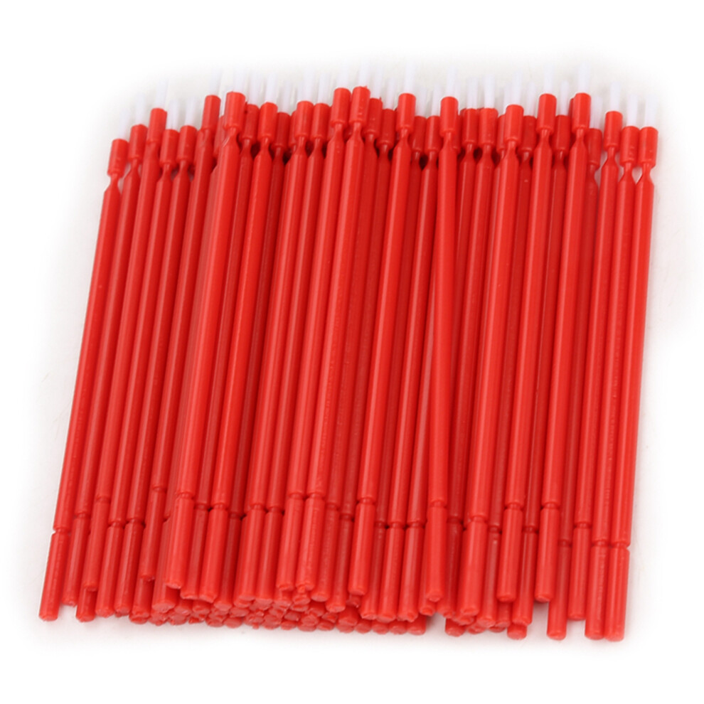 Red 100 Pcs Dental Disposable Micro Applicator Brush Bendable Sticks (Red)