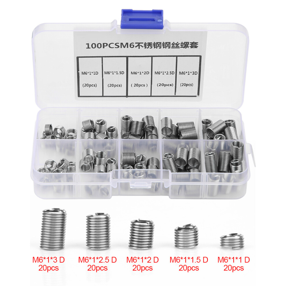 100pcs M6 Stainless Steel Coiled Wire Helical Screw Thread Inserts Set-image-OPC-PMCKXZN-NEW