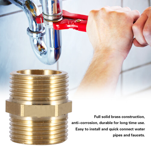 G1" Brass Pipe Fitting Hex Nipple Water Tube Connector 1
