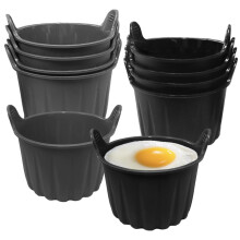 Ramekins 8-Pack Food-Grade Silicone Poached Egg Moulds, Reusable Egg Poacher Cups For Air Fryer Microwave Oven