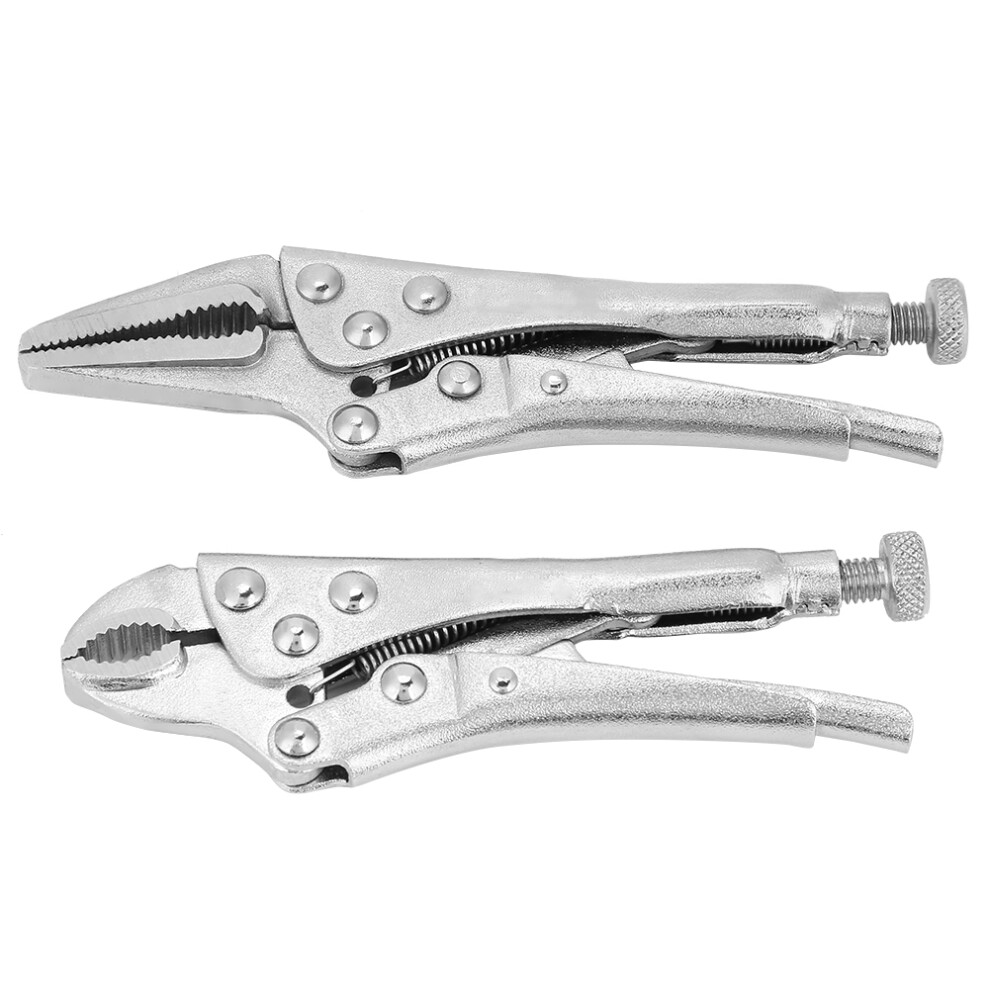 2Pcs Ground Mouth Straight Jaw Lock Vise Grip Clamp Set Tools 610830945770
