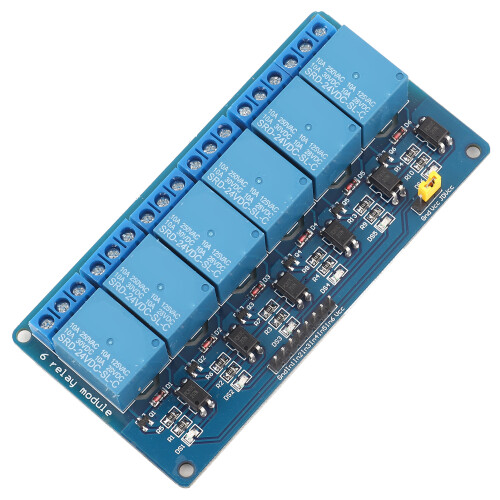6 Channel Low Level Trigger Relay Module With Optocoupler 24V 1