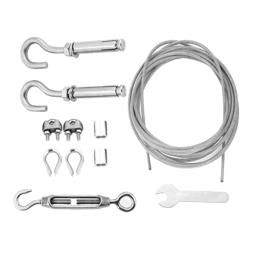 Outdoor Clothesline Stainless Steel Wire 8M With Turnbuckle Hooks 610830945206