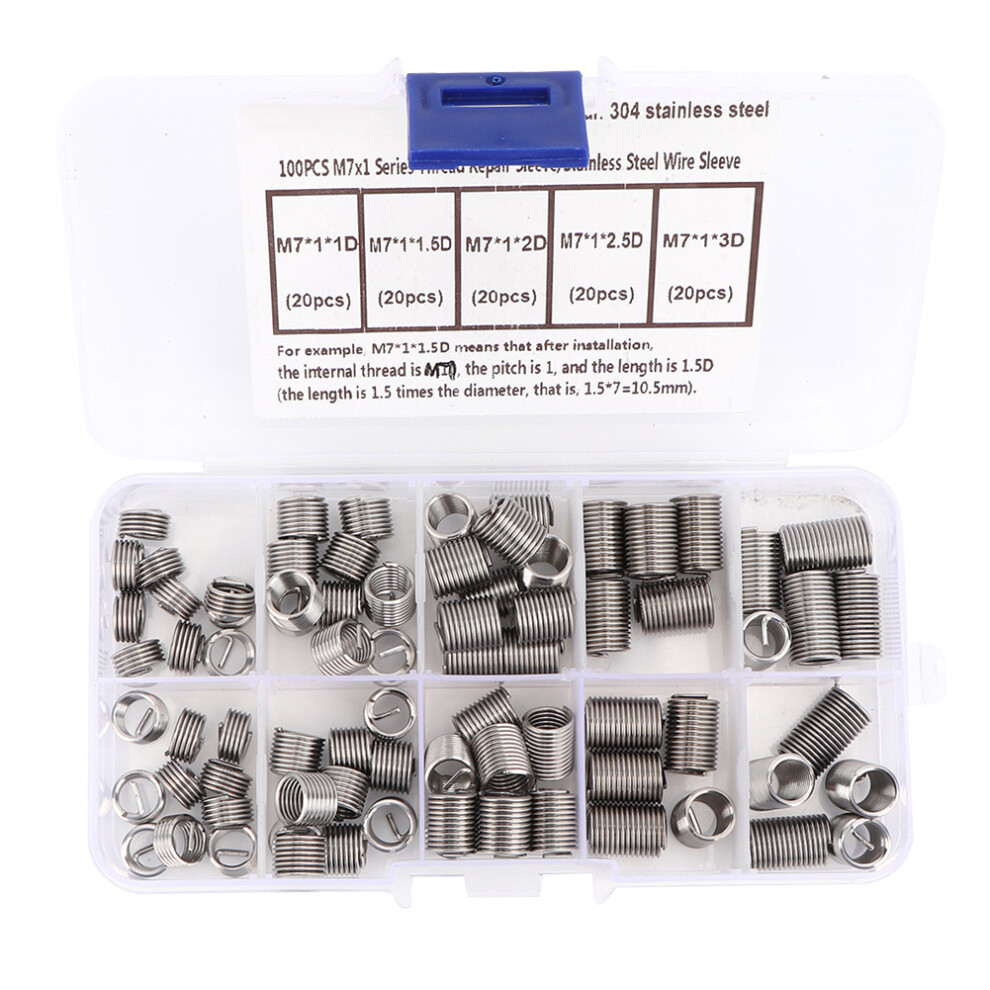 100Pcs M7*1 Coiled Wire Thread Repair Set 610830939656