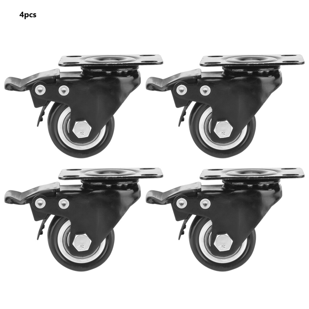 4Pcs 1.5 Inch 360 Swivel Caster Wheel With Brake (Top Plate) 610830940188