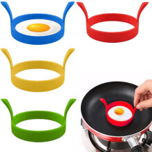 Egg Rings Silicone Mold Non-Stick Round 4.52 Inch 4-Piece Four Colors Fried Egg Molds For Saucepan Pancakes Burgers