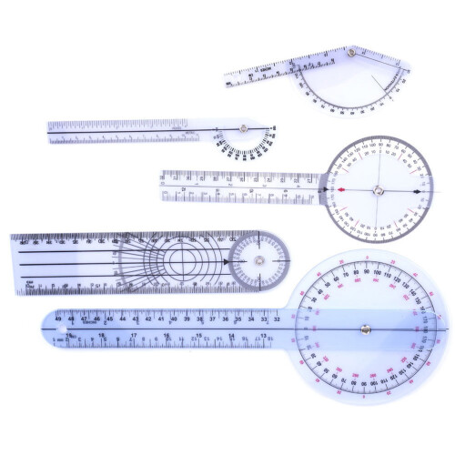 5Pcs 6/8/10inch 360 Protractor Medical Ruler Spinal Goniometer 1