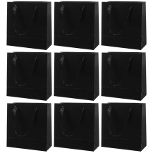 10Pcs Paper Gift Bags Black with Handle Tea Tin Candy Goodie Bags