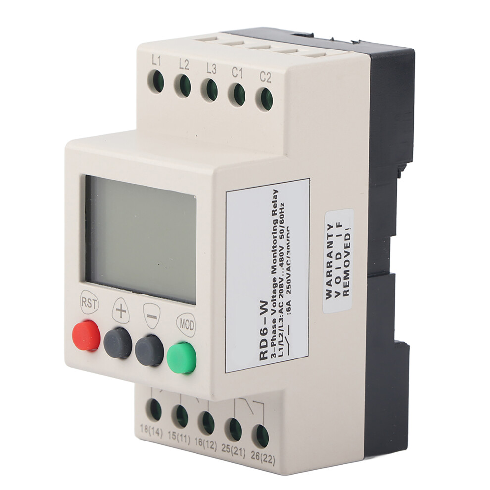Rd6-W Lcd Voltage Phase Sequence Protector 3-Phase Monitor Relay 610830935894