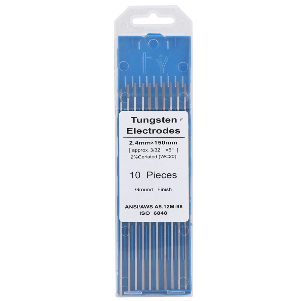 10Pcs Wc20 Cerium Tungsten Electrode Gray Tip Dc Tig 2.4X150mm 610830936136